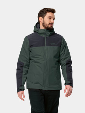 Jack Wolfskin Jack Wolfskin Kurtka przeciwdeszczowa Jasper Ins Jkt 1114321 Khaki Regular Fit