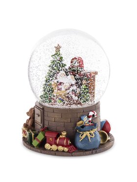 MIAhome MIAhome Dekoracja Kula śnieżna grająca z Mikołajem i choinką Ø 13 cm Brązowy