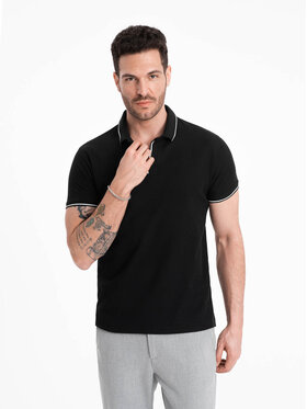 Ombre Ombre Polo OM-POSS-0110 Czarny Regular Fit