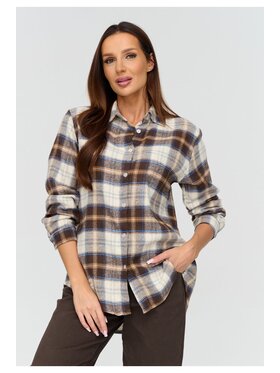 Makadamia Makadamia Koszula C75 Brązowy Loose Fit