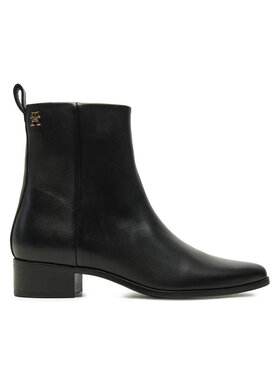 Tommy Hilfiger Tommy Hilfiger Боти Low Cowboy Flat Leather FW0FW08103 Черен