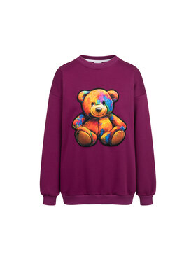 Bejbi Story Bejbi Story Bluza Rainbow Teddy dla mamy i taty Fioletowy Oversize