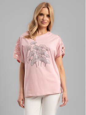 Perso Perso T-Shirt TCE242114F Różowy Regular Fit