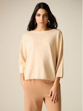 Oltre Oltre Sweter M112E002112N002 Kremowy Regular Fit