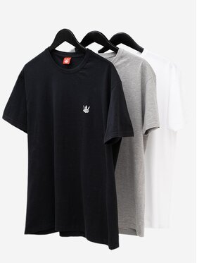 Jigga Wear Jigga Wear Komplet t-shirtów Zestaw 3 T-Shirtów Jigga Wear Mini Crown Czarna / Biała / Szara 2XL Szary Regular Fit