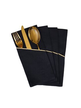 Roseberry Home Roseberry Home Serwetki Royal Black Goldenline Czarny
