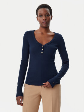 Tommy Hilfiger Tommy Hilfiger Blúz Henley WW0WW43905 Sötétkék Slim Fit