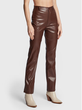 Brave Soul Brave Soul Панталони от имитация на кожа LTRW-225MILEY Кафяв Regular Fit