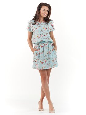Awama Awama Sukienka letnia A231 Niebieski Basic Fit