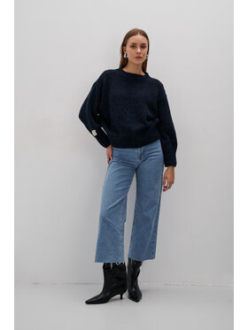 Fobya Fobya Sweter F2055 Granatowy Basic Fit