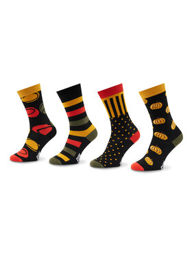 Fun Socks Fun Socks Sada 4 párů vysokých ponožek unisex FS-FU71107 Černá