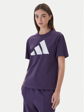 adidas adidas T-Shirt Holiday Metallic Graphic JV8527 Fioletowy Regular Fit