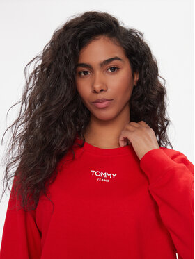 Tommy Jeans Jopa Ess Logo DW0DW16393 Rdeča Cropped Fit