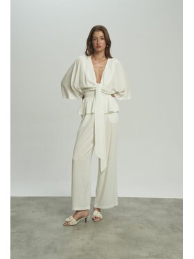 TRIPLÉS TRIPLÉS Spodnie damskie Mari Biały Relaxed Fit