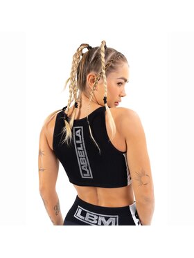 LaBellaMafia LaBellaMafia Top LABELLAMAFIA CROPPED BLACK AND GOLD BLACK Czarny Regular Fit