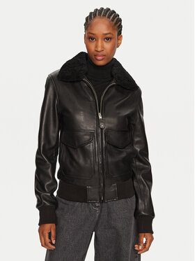 Serge Pariente Serge Pariente Nahkjope Romane Must Regular Fit