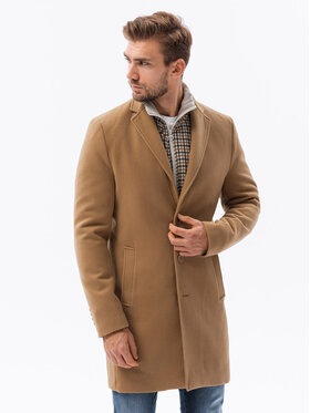 Ombre Ombre Kabát pro přechodné období OM-COWC-0105 Hnědá Regular Fit