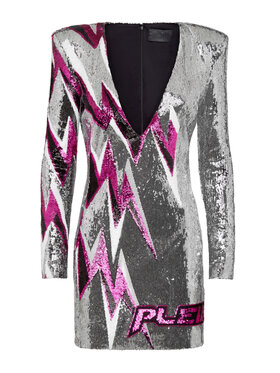 PHILIPP PLEIN PHILIPP PLEIN Večerné šaty 20979 Strieborná Fitted Fit