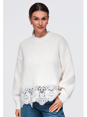 Ombre Ombre Sweter OW-SW-E0006 Beżowy Relaxed Fit