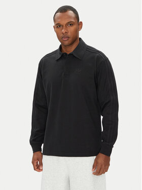 adidas adidas Тениска с яка и копчета adicolor Rugby JY1401 Черен Regular Fit