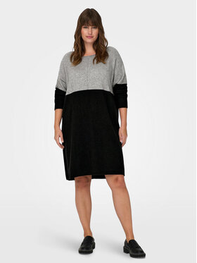 ONLY Carmakoma ONLY Carmakoma Sukienka dzianinowa 15183362 Szary Regular Fit