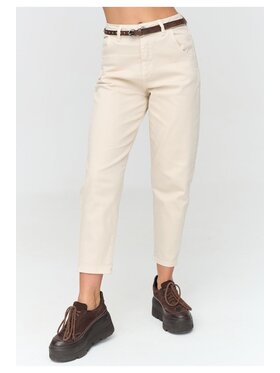 Makadamia Makadamia Jeansy C91 Beżowy Loose Fit