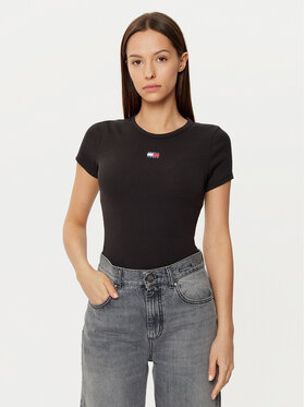Tommy Jeans Tommy Jeans Póló DW0DW20463 Fekete Slim Fit