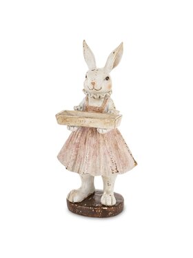 MIAhome MIAhome Figurka króliczka AMELIA w jasnej spódniczce ze skrzynką na kwiaty Beżowy