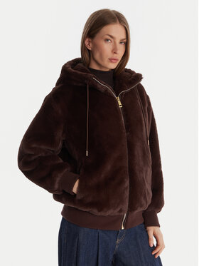 Guess Guess Кожено палто W5BL66 W3890 Кафяв Regular Fit