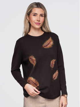 Ombre Ombre Sweter OW-SW-E0027 Brązowy Regular Fit