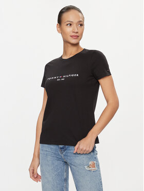 Tommy Hilfiger Tommy Hilfiger Тишърт Heritage C-Nk WW0WW31999 Черен Regular Fit