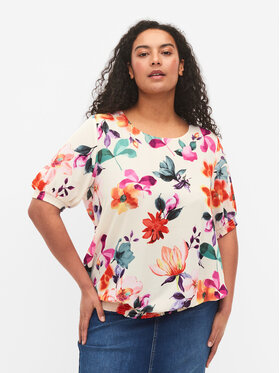 Zizzi Zizzi Blúz M58824B Fehér Regular Fit