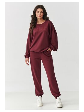 Makadamia Makadamia Dres M889 Bordowy Relaxed Fit