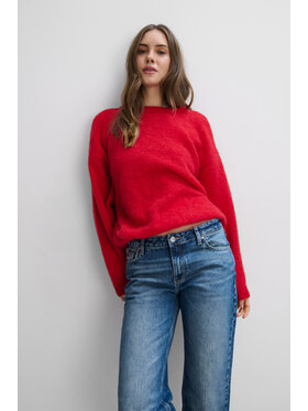 Fobya Fobya Sweter F2113 Czerwony Basic Fit
