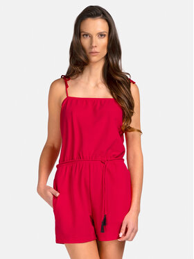 Miss Lou Miss Lou Kombinezon O-RE1-C Czerwony Regular Fit