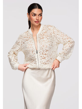 Ombre Ombre Kurtka bomber OW-JANP-0134 Beżowy Loose Fit