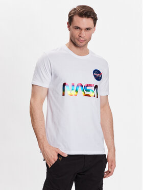 Alpha Industries Alpha Industries Tričko NASA Refl. T Metal 178501M Biela Regular Fit
