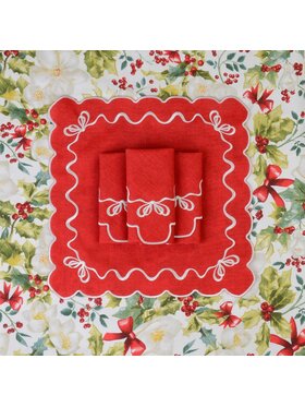 Roseberry Home Roseberry Home Serwetki haftowane Christmas Bows Czerwony