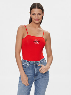 Calvin Klein Jeans Calvin Klein Jeans Боди Monologo J20J223421 Червен Slim Fit