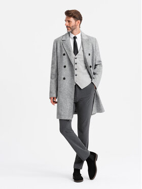Ombre Ombre Płaszcz OM-COWC-0118 Beżowy Regular Fit
