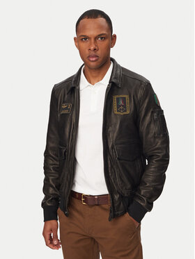 Aeronautica Militare Aeronautica Militare Kožená bunda 261PN5057U100839 Čierna Regular Fit