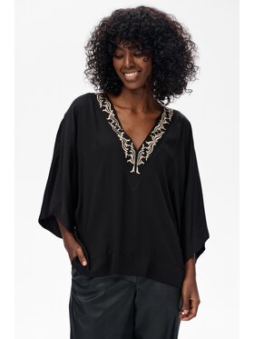 blue shadow blue shadow Bluzka Izabell Czarny Regular Fit