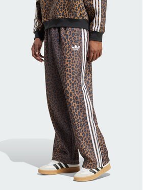 adidas adidas Spodnie dresowe Firebird Loose Leopard Brązowy Loose Fit