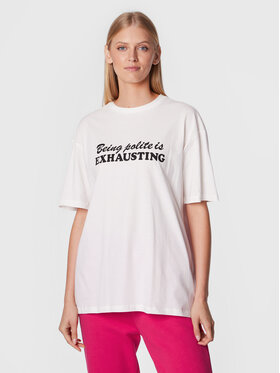 NA-KD NA-KD T-shirt Being Polite 1100-006171-0260-004 Bijela Relaxed Fit