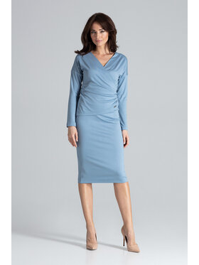 Lenitif Lenitif Sukienka K477 Niebieski Slim Fit