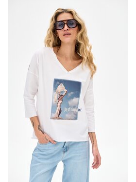 blue shadow blue shadow Bluzka Gara Écru Regular Fit