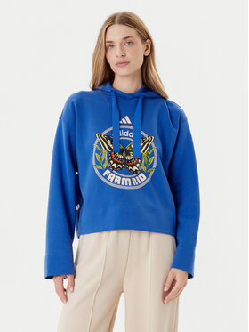 adidas adidas Džemperis ar kapuci Farm JL8608 Zils Loose Fit
