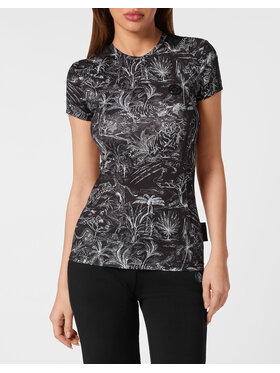 Plein Sport Plein Sport Tričko 14225 Čierna Skin Tight Fit