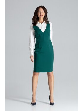 Lenitif Lenitif Sukienka L039 Zielony Slim Fit