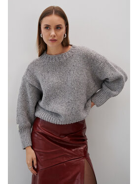Fobya Fobya Sweter F2055 Szary Basic Fit